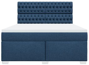 Cama com molas/colchão 180x200 cm tecido azul