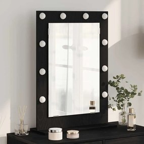 vidaXL Espelho de Vaidade com Luzes LED Carvalho Preto 70x50x18 cm