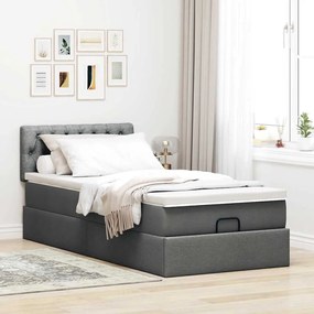 Estrutura cama otomana colchão 90x190 cm tecido cinzento escuro