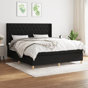 vidaXL Cama com molas/colchão 160x200 cm tecido preto