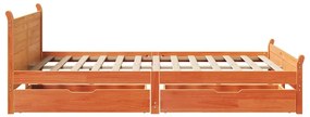 Cama sem colchão 140x200 cm madeira pinho maciça castanho-mel