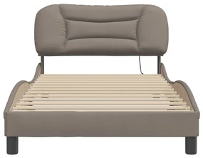 Estrutura cama c/ luzes LED 100x200 cm tecido cinza acastanhado