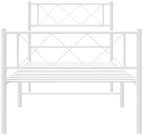 Estrutura de cama com cabeceira e pés 90x190 cm metal branco