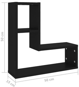 Estantes de parede 2 pcs 50x15x50 cm contraplacado preto