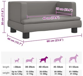 Cama para cães 60x40x30 cm couro artificial cinzento