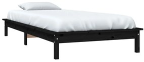 Estrutura cama de solteiro pequena 75x190 cm pinho maciço preto