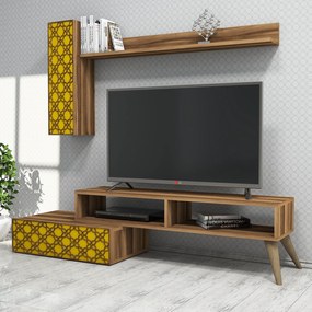 Móvel TV Planet – Nogal e Amarelo – 150x37,8x37,2 cm
