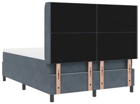 Cama Box Spring com Colchão Cinza Escuro 140x190 cm Veludo