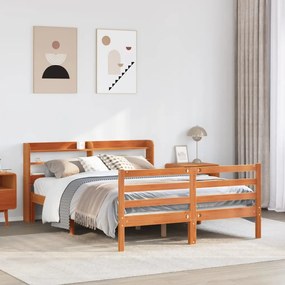 vidaXL Cama sem colchão 140x200 cm madeira pinho maciça castanho-mel