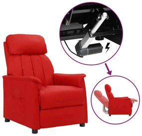 vidaXL Poltrona elevatória couro artificial vermelho tinto