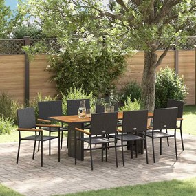 Conjunto de Jantar de Jardim vidaXL 9 Peças Preto Poliratan