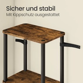 Estante com seis níveis 23,8 x 38 x 173,4 cm e montagem sem ferramentas castanho-preto