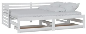 Estrutura sofá-cama de puxar 2x(90x200) cm pinho maciço branco