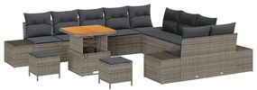 Conjunto de Sofá de Jardim vidaXL de 13 Peças com Almofadas Cinza Poli