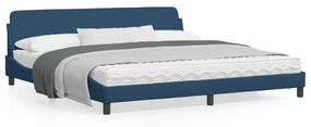 Estrutura de cama com cabeceira 200x200 cm tecido azul