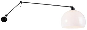 Candeeiro de parede preto com abaajur branco 30 cm ajustável - Blitz Moderno