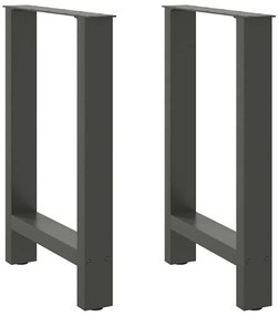 Pés para mesa de jantar antracite 2 peças 60x(72-73) cm aço