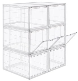 Caixa plástica empilhável para sapatos com porta frontal | SONGMICS | 36 x 28 x 22 cm | branco | LSP06TP.