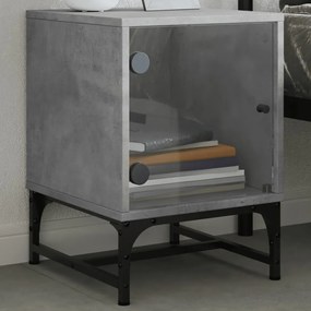 Mesa cabeceira c/ porta vidro 2 pcs 35x37x50cm cinzento cimento