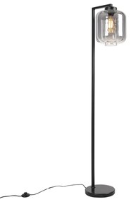 LED Candeeiro de pé inteligente preto com vidro fumê incluindo WiFi ST64 - Qara Down Design