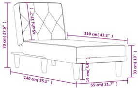 Chaise longue veludo cinzento-escuro