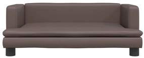 Sofá infantil 80x45x30 cm couro artificial castanho