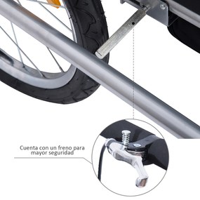 Atrelado para Bicicleta tipo Carro com Barra de Passeio para Crianças, de 2 Lugares, com Roda Dianteira Giratória a 360° e Assento Almofadado