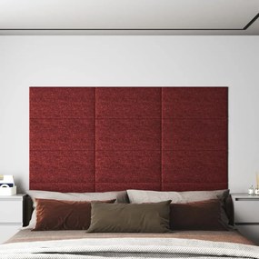 vidaXL Painel parede 12 pcs 60x30 cm tecido 2,16 m² cor vermelho tinto