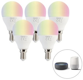 Conjunto de 5 lâmpadas LED inteligentes E14 RGBW P45 mate 4,9W 470 lm 2200-4000K