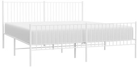 Estrutura de cama com cabeceira e pés 200x200 cm metal branco