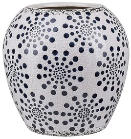 Vaso de cerâmica grés branca e azul marinho 19 cm MILETOS Beliani