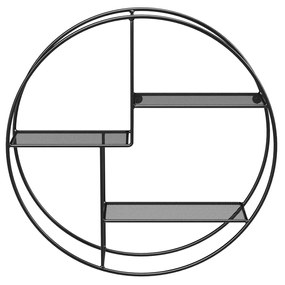 Prateleira de parede metálica circular com painéis em malha | SONGMICS | 55 x 55 x 12,5 cm | preto | LFS01BK.