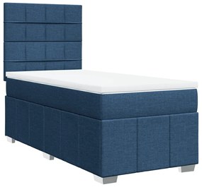 Cama com molas/colchão 90x190 cm tecido azul