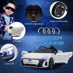 Carro Elétrico AUDI RS E-Tron GT para Crianças de 3-6 Anos Carro de Bateria 12V com 2 Motores Controlo Remoto Faróis LED Buzina Música USB e Abertura