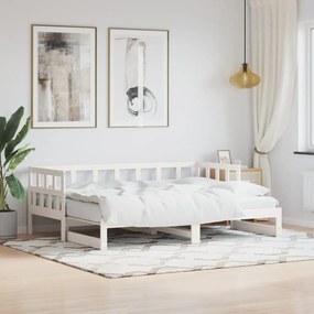 vidaXL Sofá-cama com gavetão 90x190 cm madeira de pinho maciça branco