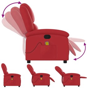 Poltrona de massagens reclinável couro artificial vermelho