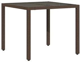 5 pcs conjunto bistrô p/ jardim c/ almofadões vime PE castanho