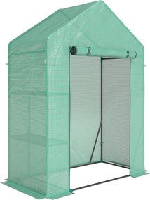 Outsunny Estufa de Jardim 143 x 73 x 195 cm com 2 Prateleiras, Verde | Aosom Portugal