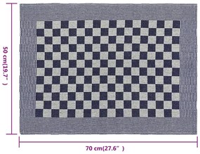Panos de cozinha 10 pcs 50x70 cm algodão azul e branco
