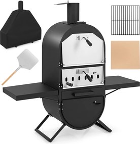 Forno de pizza a lenha para exterior com cobertura de tecido Oxford, termómetro de grelhador para churrasco e campismo