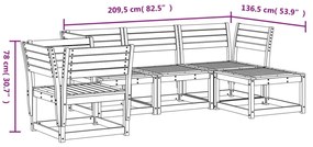 5 pcs conjunto lounge de jardim madeira de pinho maciça