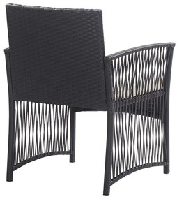 4 pcs conjunto lounge de jardim c/ almofadões vime PE preto