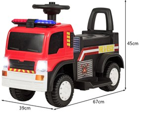 Camião de bombeiros com travão automático Motor de incêndio automático Bomba de incêndio Sirene Luzes Buzina Música para crianças 3-8 anos 67 x 39 x 4