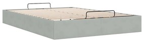 Otomano Bed Frame No Colchão Cinzento Claro 140x190 cm Veludo