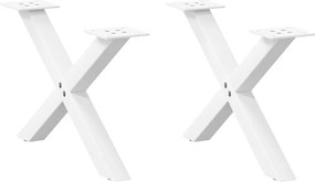 vidaXL Pés para mesa de centro em formato de X, 2 peças, branco, 60x (30-31) cm, aço