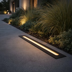 Foco de chão moderno preto 50 cm com LED IP65 - Eline