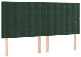 Cama com molas/colchão 160x200 cm veludo verde-escuro