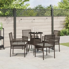 Conjunto de Jantar 5 Peças Jardim Castanho Polirattan