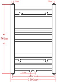 Aquecedor toalhas casa de banho curvo 500 x 764 mm preto