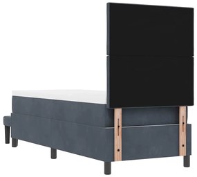 Cama Box Spring com Colchão e Banco Cinza Escuro 80x200 cm Veludo